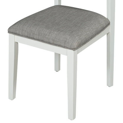 TREXM Classic and Traditional Style 6 - Piece Dining Set, Includes Dining Table 4 Upholstered Chairs & Bench (White+Gray) - Shello's Creative Boutique