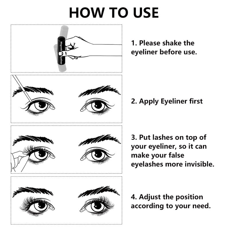 Magnetic Eyelashs set  Magnet Liquid Eyeliner& Magnetic Lashes & Tweezer Set Waterproof Long Lasting Eyelash Extension Shello Creative Boutique