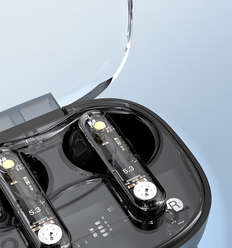 Bluetooth earphones with transparent compartment for hanging rope, wireless Bluetooth earphones with ultra long battery life eprolo