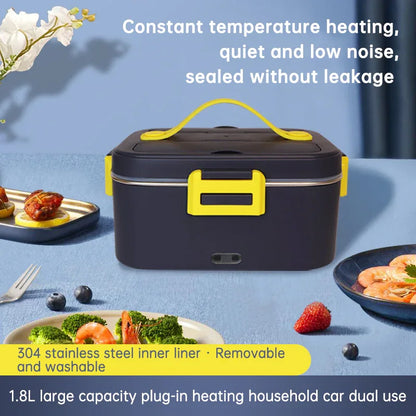New portable household car 110 / 220V 12V/24V rechargeable automatic heated electric lunch box bento food heater container box - Shello's Creative Boutique