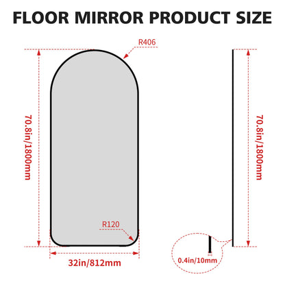 71"×32" Big Full Body Mirror for Bedroom Oversized Floor Mirror Large Standing Mirror Living Room Dressing Mirror Leaning Agains eprolo
