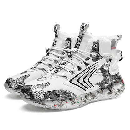 Men's Trendy Luminous Running Shoes – Graffiti High-Top Sneakers - Shello's Creative Boutique
