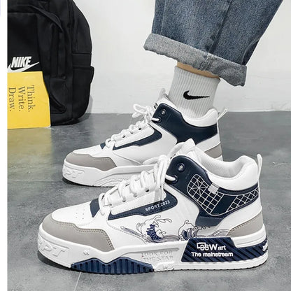 Height increasing white board shoes casual sports high top shoes eprolo
