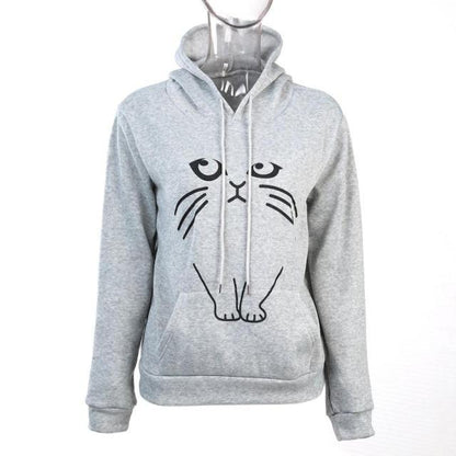 Women Hoodies With Ear Cat Pattern Casual Sweatshirts Pullover Top Female Winter Autumn Long Sleeves Hoodie Coat - Shello's Creative Boutique