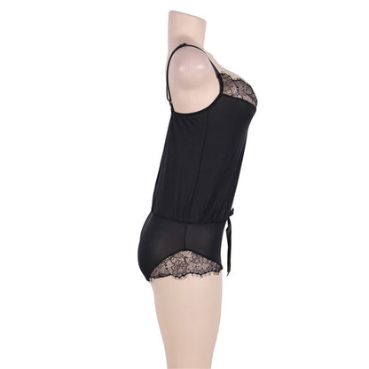 Plus Size Black Lace Teddy - Elegant Intimate Sleepwear for Women