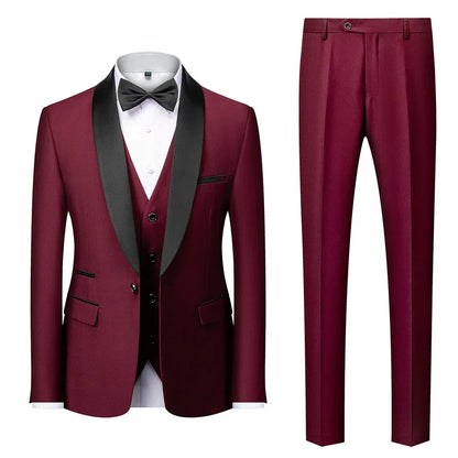 New Grooms men Men Wedding Suits Shawl Lapel Groom Tuxedos - Shello's Creative Boutique