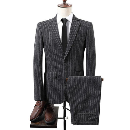 Winter NAYIJI wholesale price new men's suit set Korean casual two-piece striped men's blazer - Shello's Creative Boutique