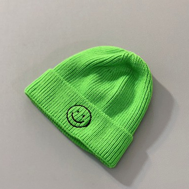 Baby Hat Solid Color Boy Girl Cartoon Smile Embroidery Winter Kids Knitted Hats Children  Warm Beanies Child Caps For Babies eprolo