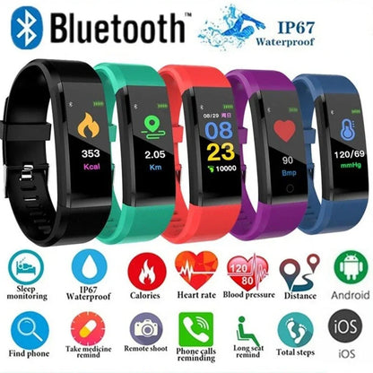 115 Plus Bluetooth Smart Watch Heart Rate Monitor Smart Watch Fitness Tracker Bracelet Waterproof Smart Wristband - Shello's Creative Boutique