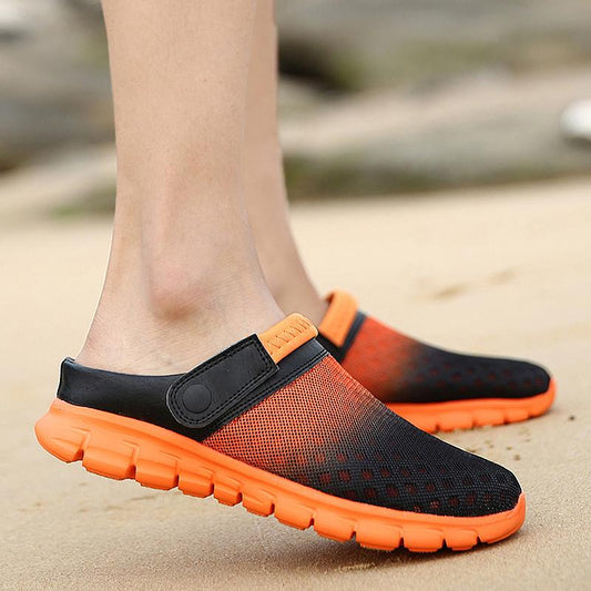 Summer Sandals Men Mesh Shoes Mules Clogs Breathable Beach Slippers Male Water Hollow Aqua Wading Chaussure Homme eprolo