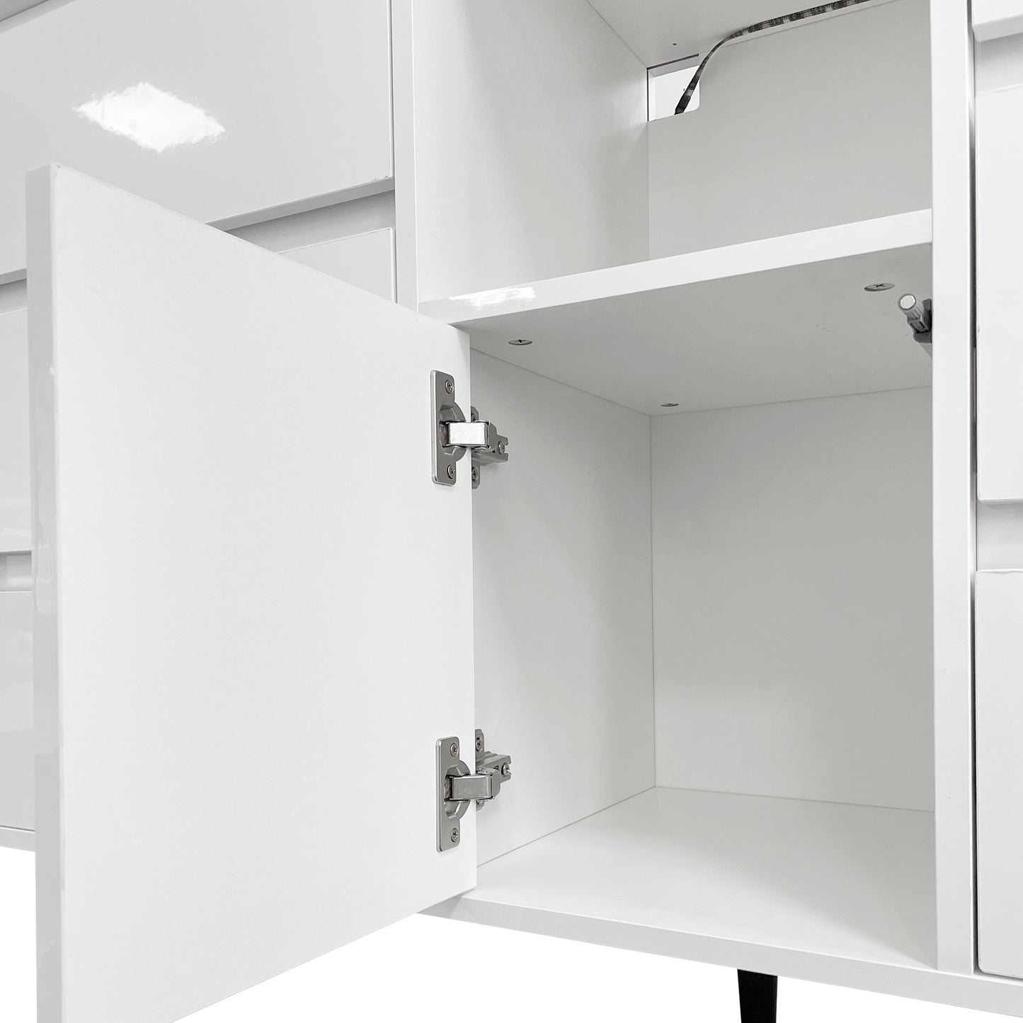 Living Room Sideboard Storage Cabinet White High Gloss with LED Light eprolo