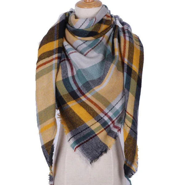 Winter Triangle Scarf For Women Brand Designer Shawl Cashmere Plaid Scarves Blanket Wholesale Drops - Shello's Creative Boutique