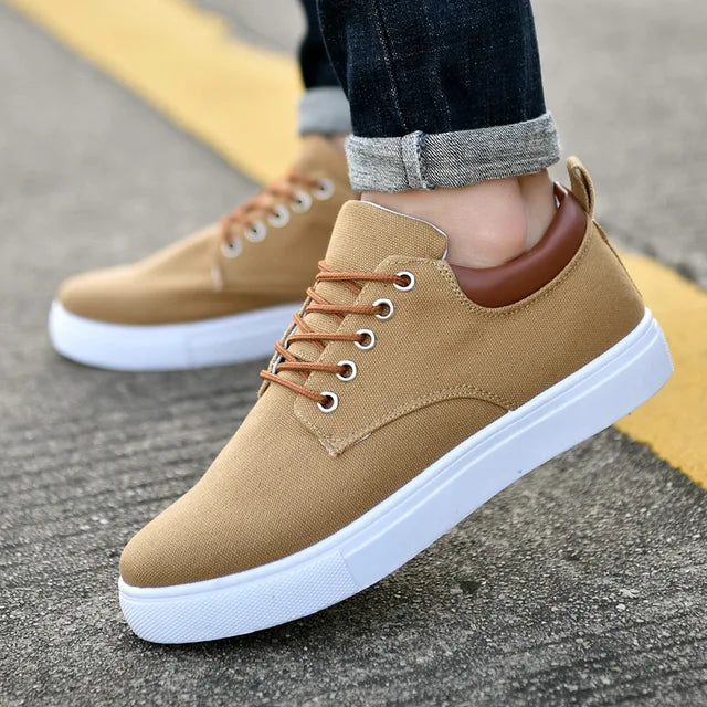 Men Shoes Canvas Sneakers Flats Lace up Leisure Loafers Rubber Sole Non Slip Sneakers eprolo