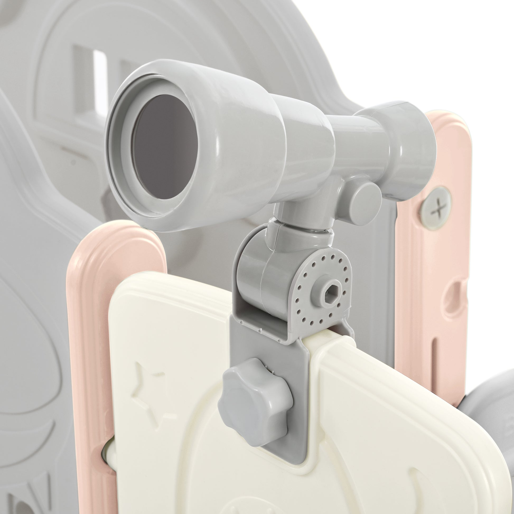 Kids Slide Playset Structure 7 in 1, Freestanding Spaceship Set with Slide, Arch Tunnel Pink+Grey + HDPE eprolo