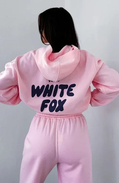 Autumn and winter new hoodie set with fashionable sports logo, long sleeved pullover hoodie two-piece set - Shello's Creative Boutique