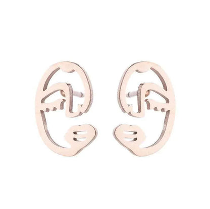 Abstract Face Stud Earrings - Artistic Asymmetrical Jewelry for Women - Shello's Creative Boutique