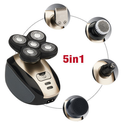 Multifunctional 5-Head Shaver Rechargeable Razor Water Washing Bald Head Machine Five-In-One Razor eprolo