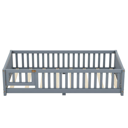 Twin Size Floor Bed with Safety Guardrails & Door – Secure, Stylish, and Fun - Shello's Creative Boutique