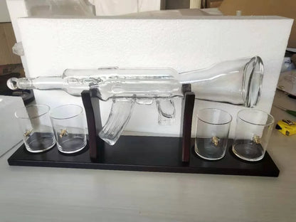Crystal Glass AK47 Rifle Gun Whiskey Wine Glass Decanter With 4 Whiskey Glasses Set For Liquor,Whiskey,Vodka,Brandy - Shello's Creative Boutique