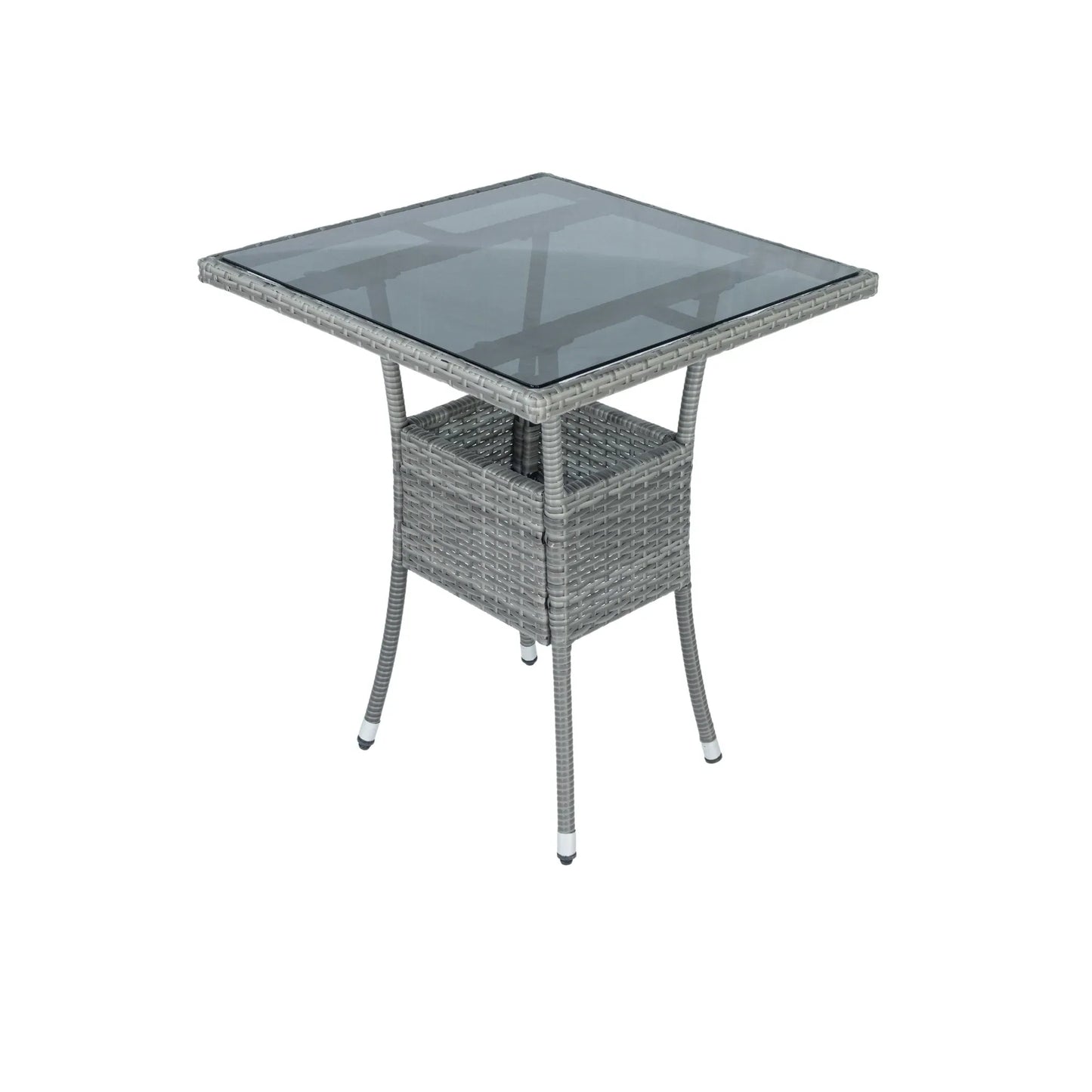 3 Piece Patio Wicker Conversation Set Grey Wicker + white Cushion - Shello's Creative Boutique