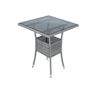 3 Piece Patio Wicker Conversation Set Grey Wicker + white Cushion - Shello's Creative Boutique