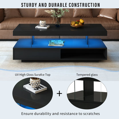 U-Can LED Coffee Table – Modern Elegance with Smart Storage - Shello's Creative Boutique