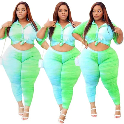 5XL Two Piece Outfits for Women Top and Pants Sets Streetwear Plus Size Tracksuit Leggings Sweatsuit - Shello's Creative Boutique