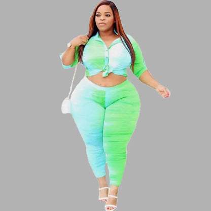 5XL Two Piece Outfits for Women Top and Pants Sets Streetwear Plus Size Tracksuit Leggings Sweatsuit - Shello's Creative Boutique