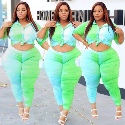 5XL Two Piece Outfits for Women Top and Pants Sets Streetwear Plus Size Tracksuit Leggings Sweatsuit - Shello's Creative Boutique