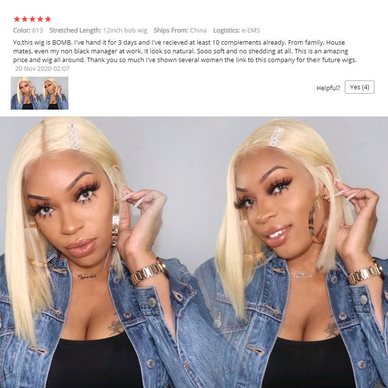 613 Blonde Bob Wig Short Straight Human Hair Wigs For Women Shello Creative Boutique