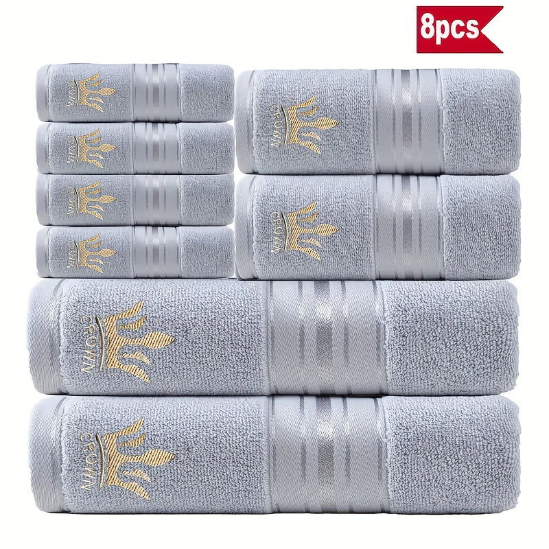 8 Piece Luxury Hotel Cotton Bath Towel Set - 390 GSM