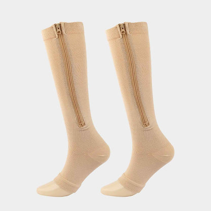 Toe Freedom Compression Socks - Comfortable, Breathable, and Quick-Drying for All-Day Wear, Sports, and Fitness - Polyester Knit Fabric, Side Zipper, and Toeless Design