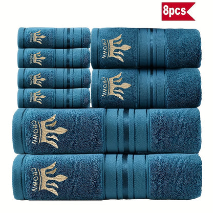 8 Piece Luxury Hotel Cotton Bath Towel Set - 390 GSM