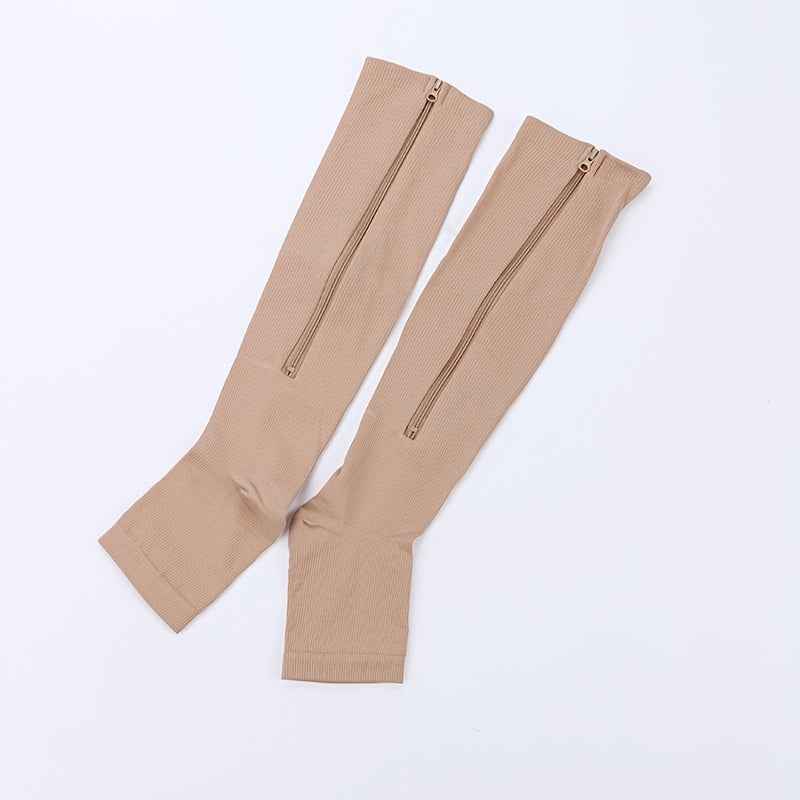 Toe Freedom Compression Socks - Comfortable, Breathable, and Quick-Drying for All-Day Wear, Sports, and Fitness - Polyester Knit Fabric, Side Zipper, and Toeless Design