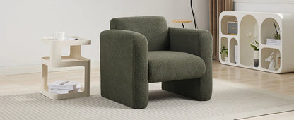 Modern style chair with Sheepskin Sherpa fabric soft cushion, armchair, soft with backrest and pillow - Shello's Creative Boutique