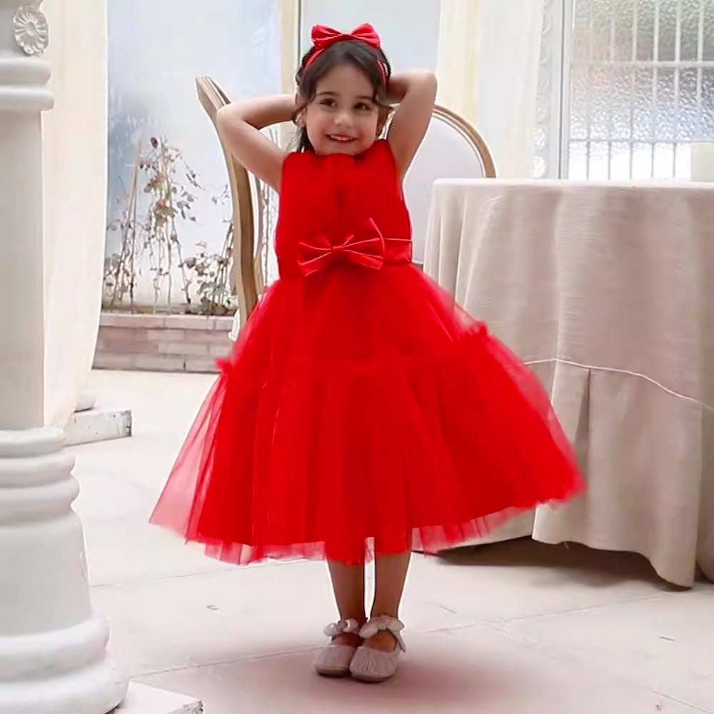 Children's mesh dress princess dress baby fluffy dress baby one year old wedding dress evening dress eprolo