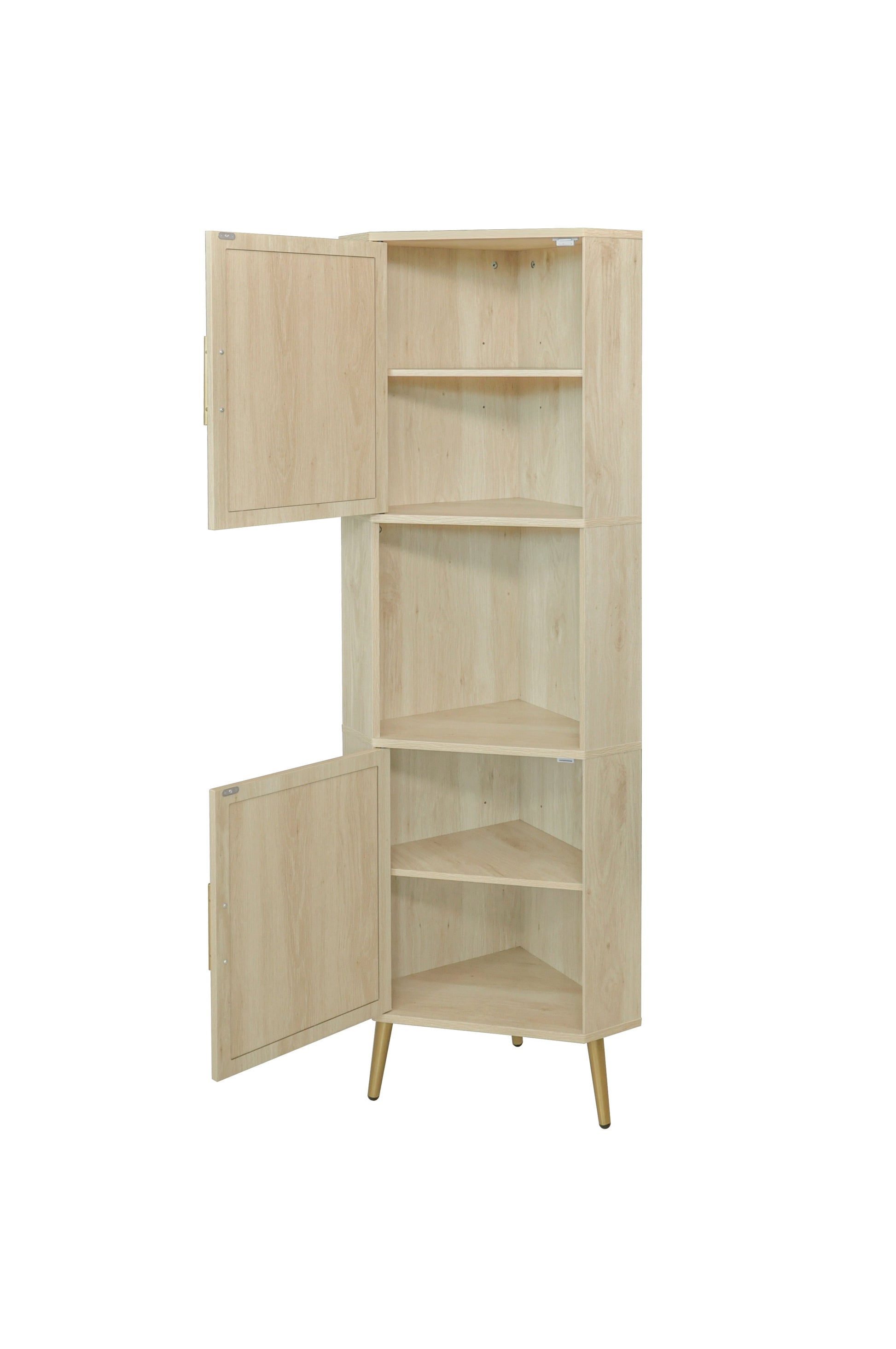 Corner cabinet ,Rattan door,Freestanding Corner Tables For Small Spaces, Corner Shelf Stand For Living Room, Kitchen, Bathroom eprolo