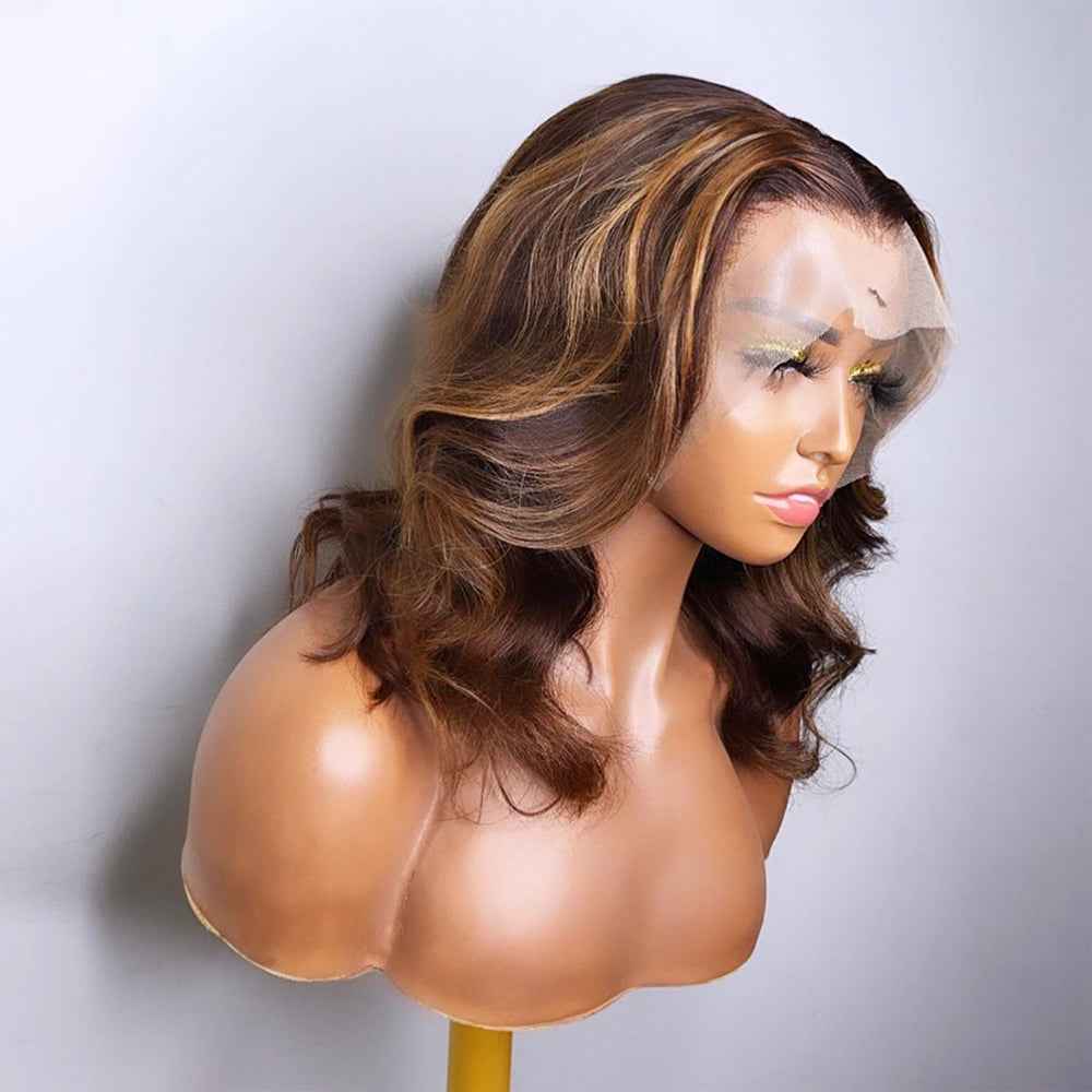 Piano Colour Natural Synthetic Front Lace Wig Big Wave Short Curly Hair