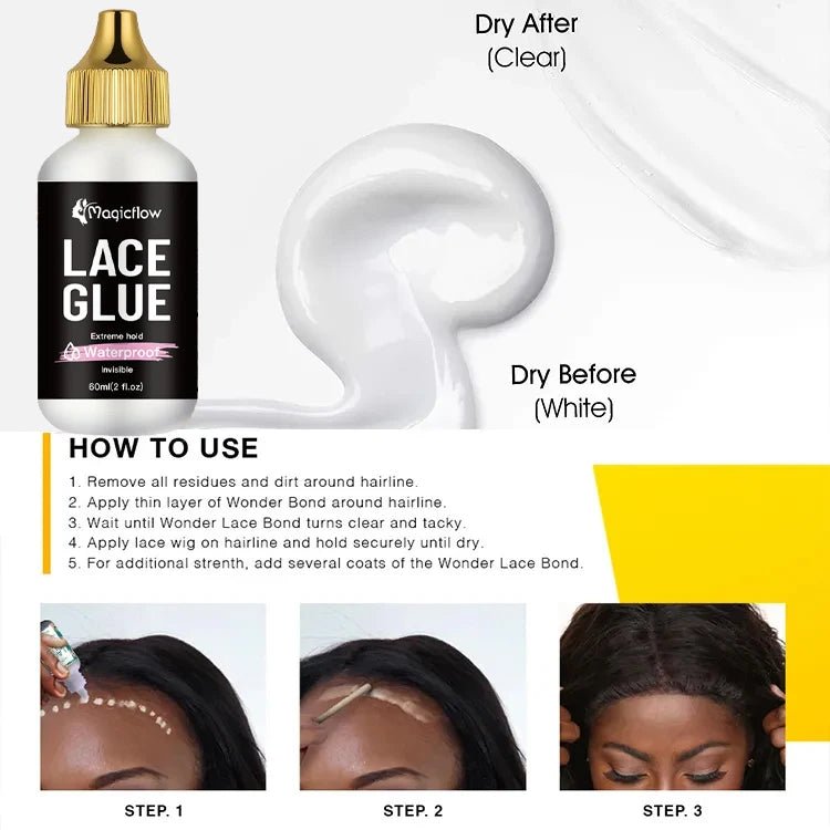 60ml/2fl.oz Waterproof Wig Lace Glue - Strong Hold, Invisible, Quick Dry & Easy Removal - Shello's Creative Boutique