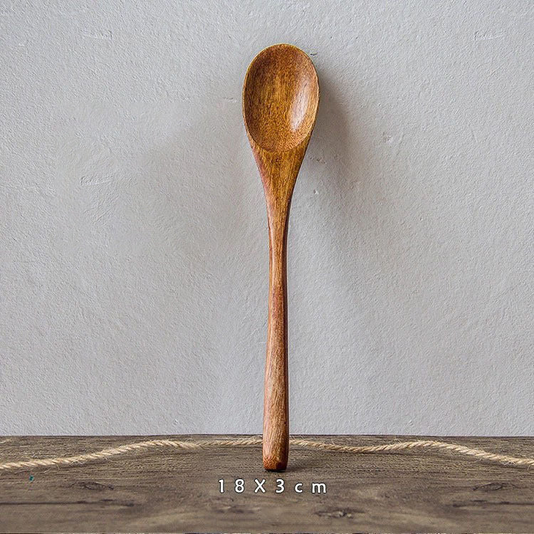 Japanese Nanmu Winding Spoon and Fork Set Wooden Coffee Stirring Spoon Wooden Spoon and Fork eprolo