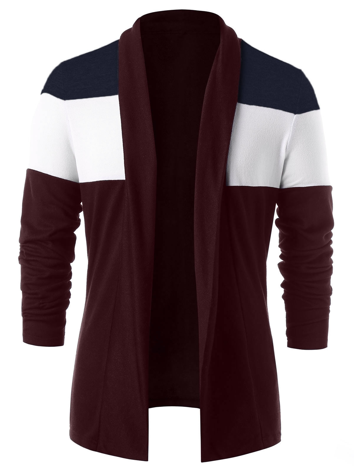 Colour Blocking Open Front Casual Cardigan