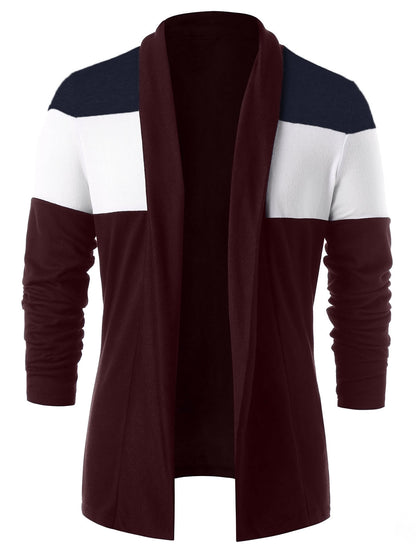 Colour Blocking Open Front Casual Cardigan