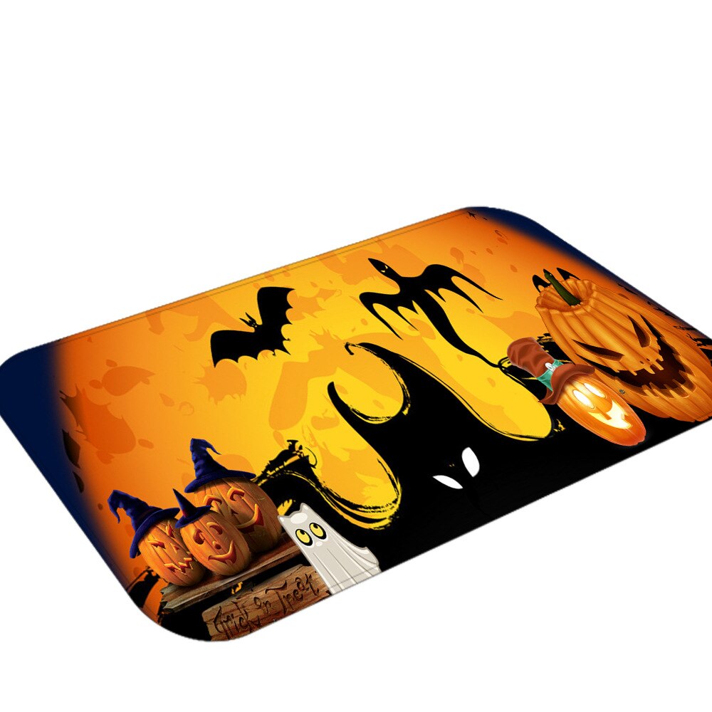 Halloween Party Series Printing Flannelized Floor Cushions Door Bathroom Mat Set Household Bathroom Rug Set Bathroom Carpet Shello Creative Boutique