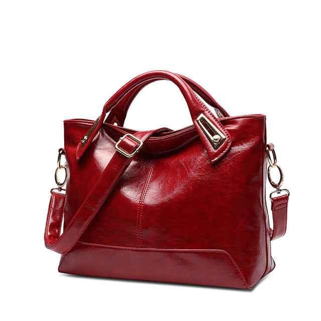 Women's Oil Wax Leather Shoulder Bag - Designer PU Leather Handbag - Shello's Creative Boutique