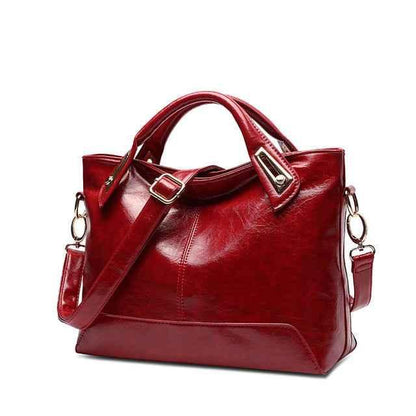 Women's Oil Wax Leather Shoulder Bag - Designer PU Leather Handbag - Shello's Creative Boutique