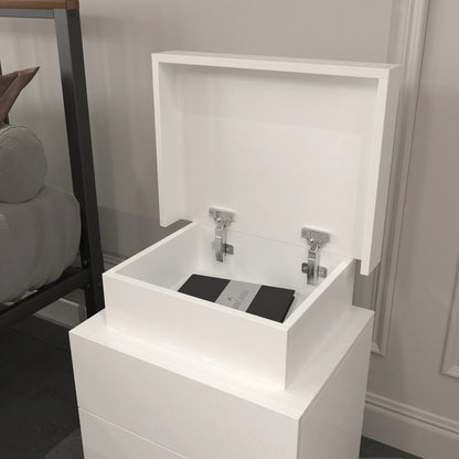 Modern white Nightstand With 2 Storage Drawers LED Lights For Bedroom - Shello's Creative Boutique