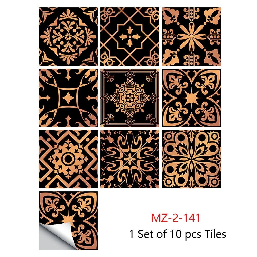 10 Piece Set Of Datura Mosaic Small Flower Imitation Ceramic Tile Wall Sticker - Shello's Creative Boutique