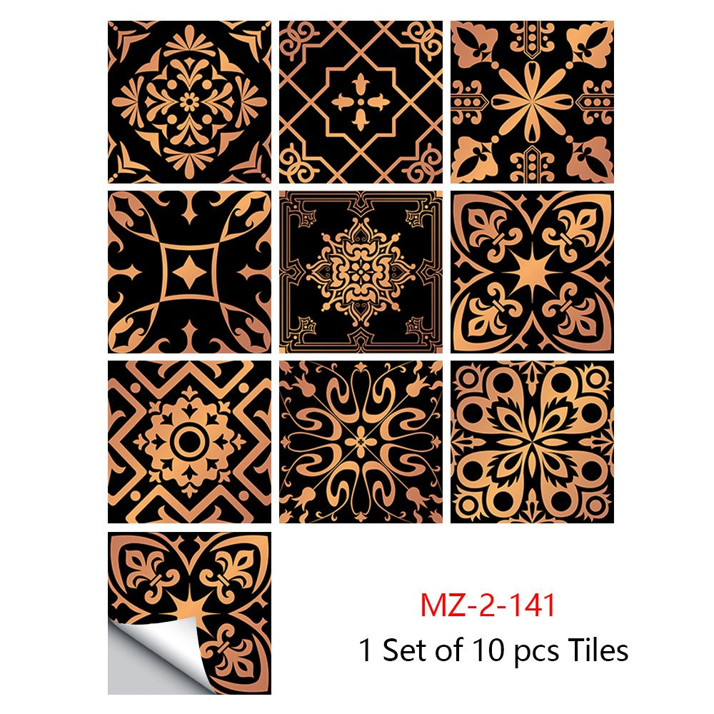 10 Piece Set Of Datura Mosaic Small Flower Imitation Ceramic Tile Sticker For Home Renovation Kitchen And Bathroom Decoration Self-Adhesive Wall Sticker