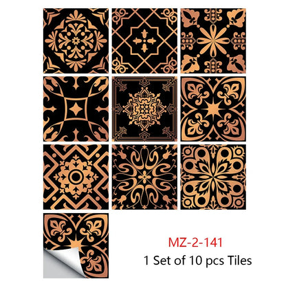 10 Piece Set Of Datura Mosaic Small Flower Imitation Ceramic Tile Wall Sticker - Shello's Creative Boutique