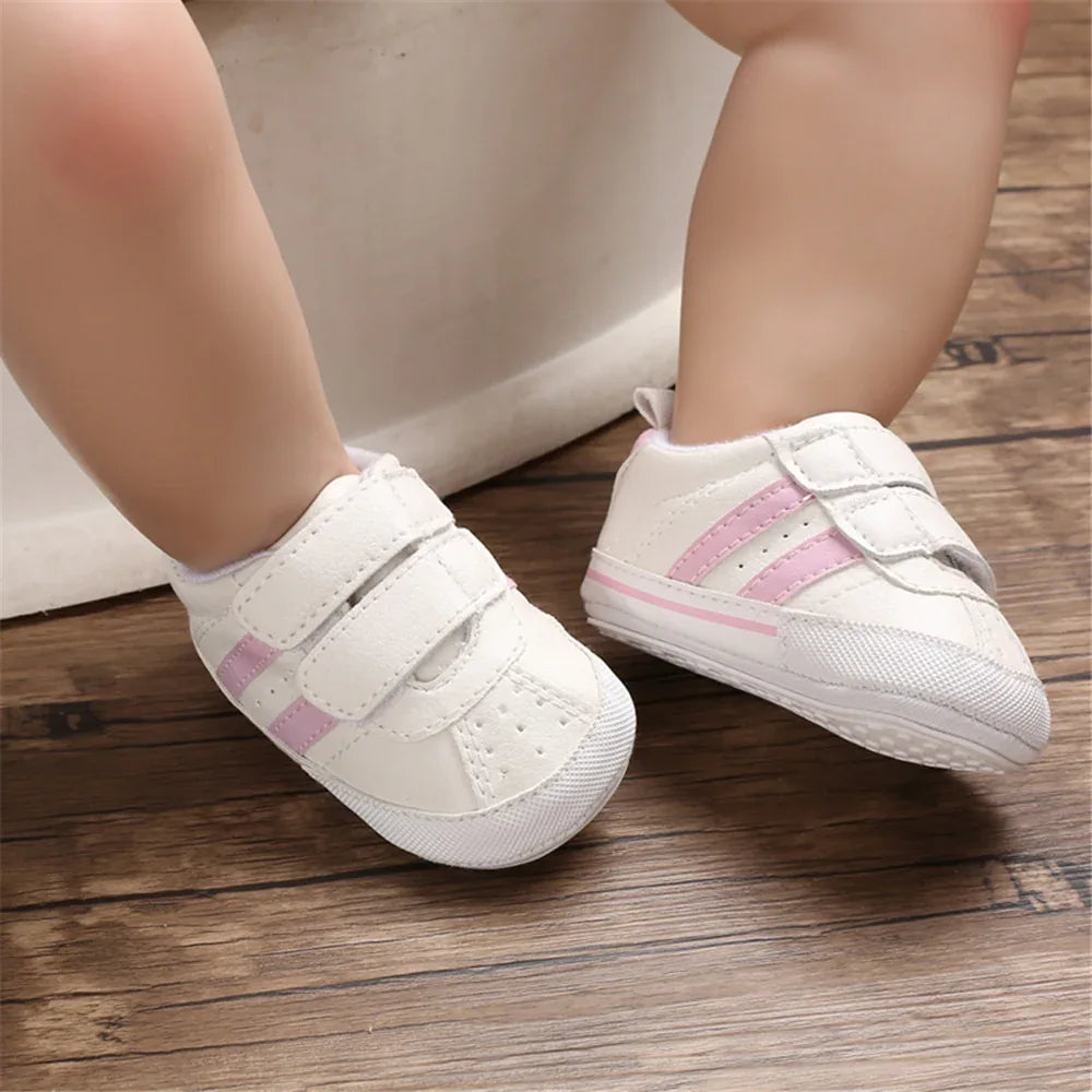 Fashion Toddler Baby 0-18M Soft Sole Hook Loop Prewalker Sneakers Baby Boy Girl Crib Shoes Leather Sports Non-slip Walker Shoes - Shello's Creative Boutique